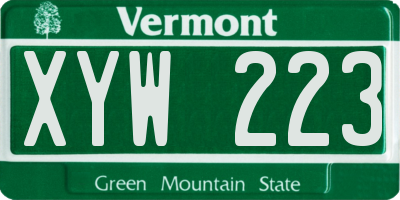 VT license plate XYW223