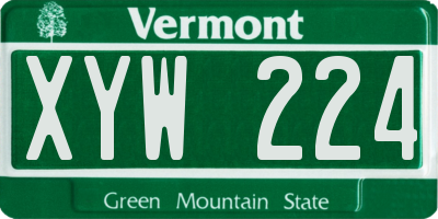 VT license plate XYW224