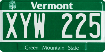 VT license plate XYW225