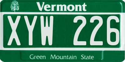 VT license plate XYW226