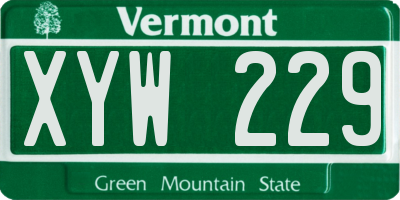 VT license plate XYW229