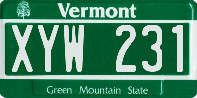 VT license plate XYW231