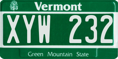 VT license plate XYW232