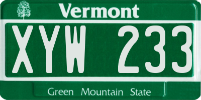 VT license plate XYW233