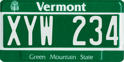 VT license plate XYW234