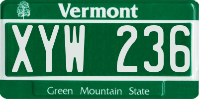 VT license plate XYW236