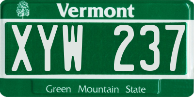 VT license plate XYW237