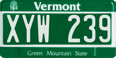 VT license plate XYW239