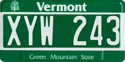 VT license plate XYW243