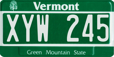VT license plate XYW245
