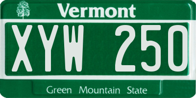 VT license plate XYW250