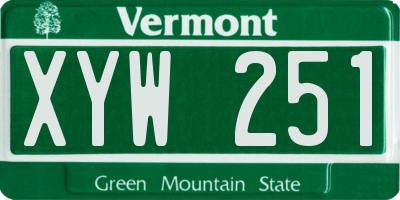 VT license plate XYW251