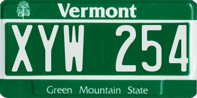 VT license plate XYW254