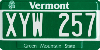 VT license plate XYW257