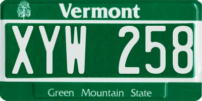 VT license plate XYW258