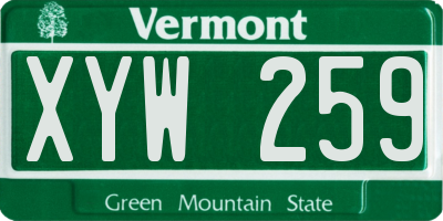 VT license plate XYW259