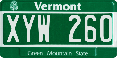 VT license plate XYW260