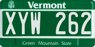 VT license plate XYW262