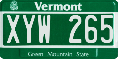 VT license plate XYW265