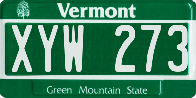 VT license plate XYW273