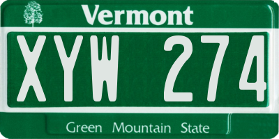 VT license plate XYW274