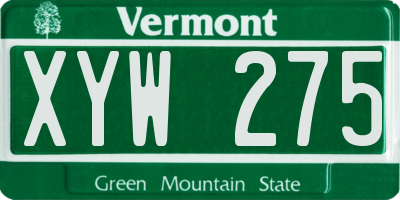 VT license plate XYW275