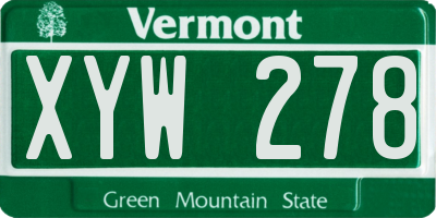 VT license plate XYW278