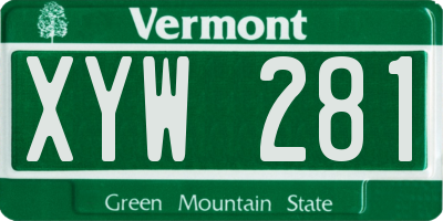 VT license plate XYW281