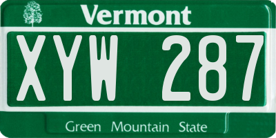 VT license plate XYW287