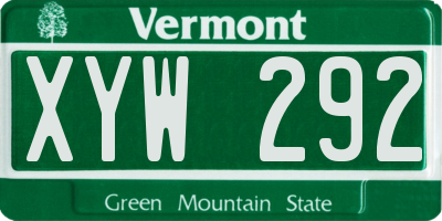 VT license plate XYW292
