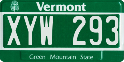 VT license plate XYW293
