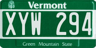 VT license plate XYW294