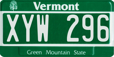 VT license plate XYW296