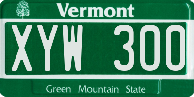 VT license plate XYW300