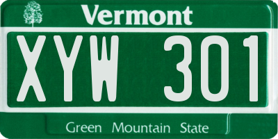 VT license plate XYW301