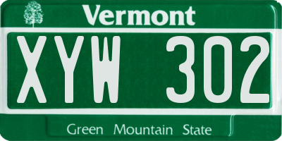 VT license plate XYW302