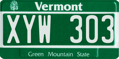 VT license plate XYW303