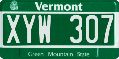 VT license plate XYW307