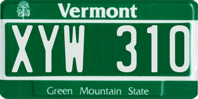 VT license plate XYW310