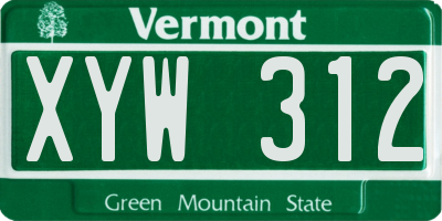 VT license plate XYW312