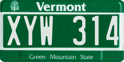VT license plate XYW314