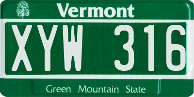 VT license plate XYW316