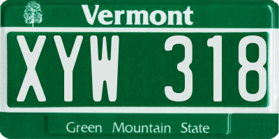 VT license plate XYW318