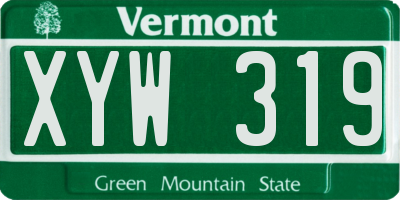 VT license plate XYW319