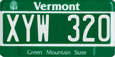 VT license plate XYW320