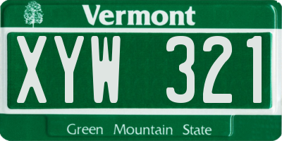 VT license plate XYW321