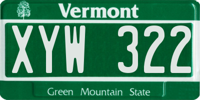 VT license plate XYW322