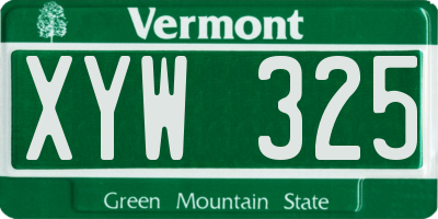 VT license plate XYW325