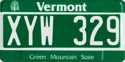 VT license plate XYW329