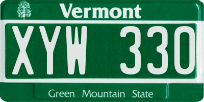VT license plate XYW330